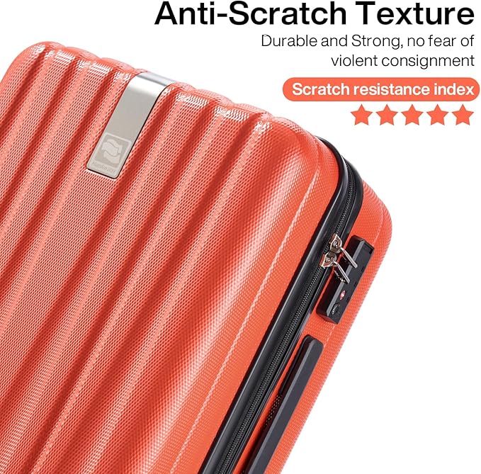 Hanke 20 Inch Carry On Luggage 22x14x9 Airline Approved Lightweight PC Hard Shell Suitcases with Wheels Travel Luggage Rolling Suitcase Travel Luggage Bag Christmas Gifts for Birthday （Orange）
