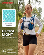 UTOBEST Running Vest, 5L Hydration Vest Lightweight, Breathable and Sweatproof Running Backpack, Adjustable Running Hydration Vest for Trail Running Marathon Race Jogging Cycling