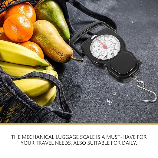 Mechanical Luggage Scale 20kg Handheld Spring Mini Travel Suitcase Scale with Measuring Tape for Fishing and Parcel Weighing