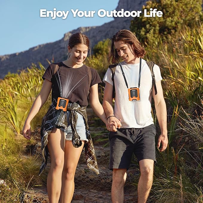 Portable Waist Fan, 4 Speeds 13000RPM Strong Airflow, Clip On Belt & Rechargeable, Battery Operated 24Hrs, Power Bank, Hands-Free Personal Shirt Fan for Outdoor Jobsite Camping Travel