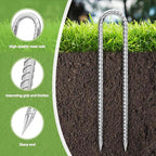 Rebar-Stakes-12-Inch-U-Shaped, Trampoline Stakes High Wind Ground Stakes Heavy Duty Galvanized Anti-Rust Metal Stakes Ground Anchors for Garden Dog Fence Chicken Coop Water Pipe 6pcs