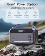 Portable Power Station 600W (1200W Peak), 288Wh (90,000mAh) LFP Battery Solar Generator, 2hrs Fast Charging, 8.7LB Power Bank with AC Outlets for Outdoor Camping, RV & Home Emergency (Solar Optional)