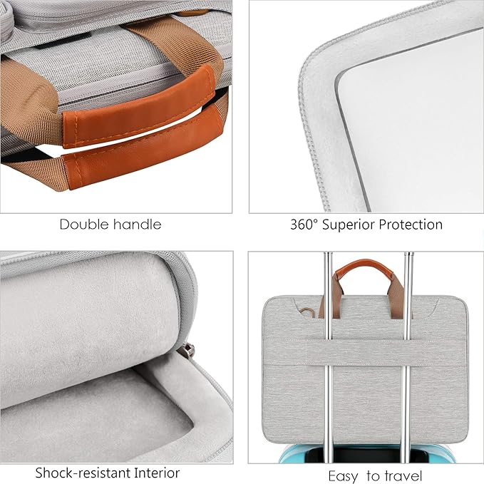 Lacdo 360° Protective Laptop Shoulder Bag, 16 inch Computer Bag for 16 inch MacBook Pro M5 Pro/Max A3428 A3429 (2026), M4/M3/M2/M1 Pro Max A3403 A3186 A2991 A2780 A2485 2024-2019 Messenger Bag, Gray