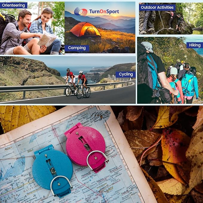 TurnOnSport Lensatic Compass - Hiking & Camping Navigation - Orienteering & Map Reading - Boy Scout & Professional Field Compass
