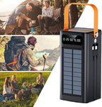 Solar Battery Mobile Bank - 120W External Power Bank, 50000mAh 4 Outputs & 3 Inputs | Portable Survival Gear with Light, Built-in Cables for Devices, Road Trip, Hiking, Backpacking, Camping, Fishing