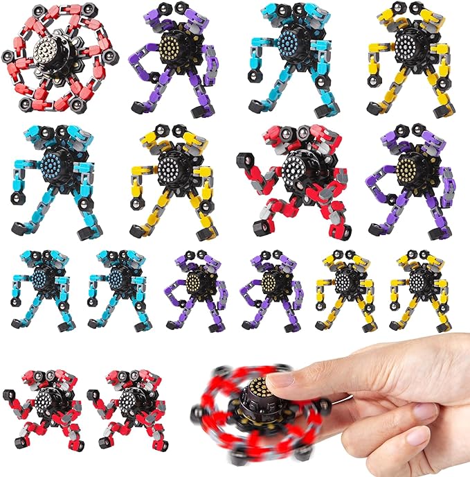 Gokeey Transformable Fidget Spinners 16 Pcs for Kids and Adults Stress Relief Sensory Toys for Boys and Girls Fingertip Gyros for Party Favors Easter Gifts for Kids