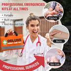 380 Pieces Deluxe First Aid Kit Compact Trauma Medical Kits with Assorted Bandages, Instant Cold Pack, Emergency Blanket for Home, Travel, Camping, Vehicle, Emergency Kits(Orange)