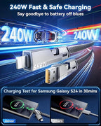 [One is Enough] 4-in-1 Compatible with USB C to Lightning Cable, 240W High-Speed Charging & Fast Data Transfer,CarPlay & Android Auto Support Multi Charger Cord Combo for iPhone/Samsung/iPad,5FT