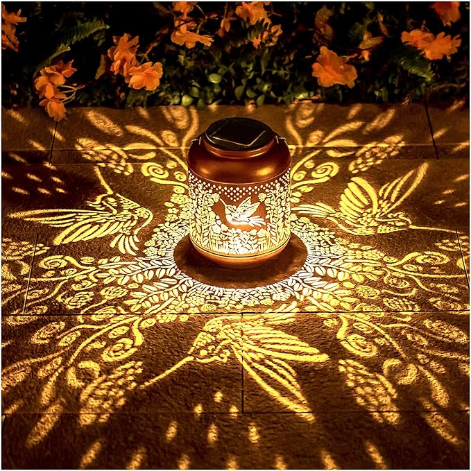 Hummingbird Solar Lanterns Outdoor Waterproof Hanging Solar Lights Hummingbird Gifts for Women/Men Metal Decorative LED Hummingbird Lanterns for Garden Decor,Patio,Lawn,Pathway,Yard