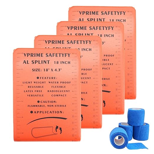 First Aid Splint 36" X 4.3" Orange -Waterproof First Aid Medical Tactical Field Splint For Bone Fracture Treatment (4, Folded)