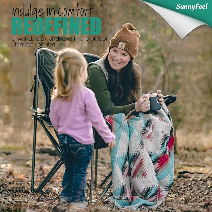 SUNNYFEEL Oversized Folding Camping Chair 2 Pack 500 LBS Heavy Duty Lawn Chairs for Adults Black Portable Folding with Armrest, Cup Holder, Pocket ＆Bag for Outdoor Camping/Beach/Travel/Picnic/Fishing