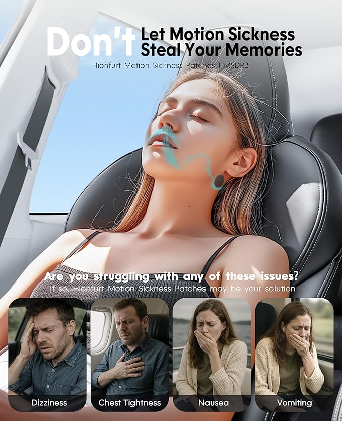 HMSDR2 64ct Motion Sickness Patches with Plant Essence – Lemon – Sea Sickness Patches for Cruise, Car, Airplane – Non-Drowsy, 72H Lasting
