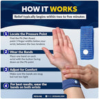 Five Oceans Motion Sickness Bands - Sea Sickness Acupressure Wristbands for Natural Relief of Nausea, Dizziness, Vomiting, and Motion Sickness - 2 Pair (4 Wristbands) - FO78-M2