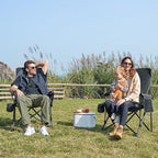 EVER ADVANCED Oversized Folding Camping Chair, for Adults Heavy Duty Lawn Chair with Side Pockets, Portable Collapsible Quad Chair for Outside, Support Up to 500lbs, Grey