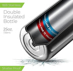 SipX™ Triple-Insulated Stainless Steel Water Bottle 25oz. With 3 Lids, BPA-Free Reusable Insulated Water Bottle Keeps Cold 24 Hours, Metal Water Bottle Made Of Sustainable Material For Hiking & Biking