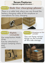 camping moon Side Storage Bag Outdoor Storage Box for Field Rack Black BG-1235BK (Coyote)