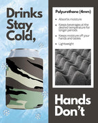 PartyPrints 25 Pack Camo Blank Can Cooler Sleeves, Customizable Bulk Insulated Foam for Beer, Collapsible Plain Drink Holder, Cold Soda Insulator, 12oz Regular, 16oz Tall Cans