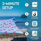 Neso Gigante - Portable Beach Tent - Ideal to Enjoy with Family and Friends - UPF 50+, Water-Resistant, and Lightweight - Flamingos, 11' x 11'
