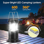 LETMY 4 Pack Camping Lanterns for Power Outages - Dimmable & 3 Color Modes, Battery Powered Lantern, Collapsible, Water Resistant Lantern Flashlight for Emergency, Hurricane, Storms, Outdoor Survival