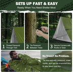 Emergency Survival Tent Life Shelter - 2 Person Mylar Emergency Shelter Tube Tent with Emergency Whistle & Paracord, All-Weather Essential Survival Gear for Camping, Hiking & Survival Kits