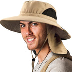 SUN CUBE Wide Brim Sun Hat Men Women, Fishing Hats Sun UV Protection, Mens Hiking Bucket Hat Safari Beach Boonie, UPF 50+