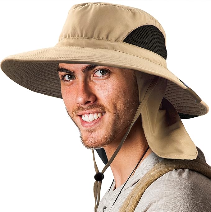 SUN CUBE Wide Brim Sun Hat Men Women, Fishing Hats Sun UV Protection, Mens Hiking Bucket Hat Safari Beach Boonie, UPF 50+