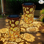 2Pack Sunflower Solar Lanterns Outdoor Waterproof, Birthday Gifts for Women Mom Grandma, Hanging Solar Lights for Yard, Patio, Porch, Garden Decor, Christmas Gifts for Her/Him