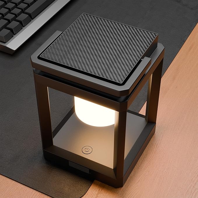 Outdoor Table Lamp, 3-Level Brightness Warm LED Lantern, USB & Solar Powered Solar lantern Waterproof, Touch Control Outdoor Lamps, Portable Cordless Lights for Patio, Balcony, Camping, Bedroom