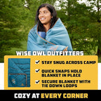 Wise Owl Outfitters Outdoor Camping Blanket – Lightweight Packable Puffy Quilt for Backpacking, Hiking & Travel – Warm Water Resistant Blanket for Cold Weather Camping