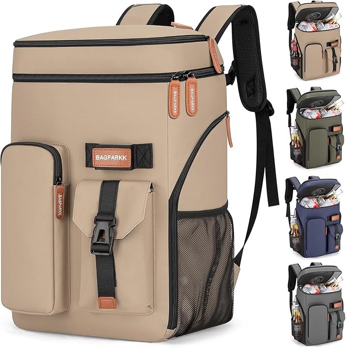 Insulated Cooler Backpack,33/45 Cans Multifunctional Double Deck Leakproof Cooler Bag with Sternum Strap,Large Capacity Lightweight Travel Camping Beach Backpack