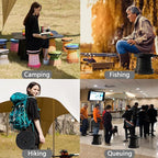 Upgraded XXL Collapsible Stool with Cushion,19.7"H-11.8"D Telescoping Folding Stool for Adults,More Sturdy Portable Camping Stools with Load Capacity 1000lbs for Outdoor,Garden,Fishing,Hiking