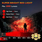 WINDFIRE Red Light Headlamp, Rechargeable Red Hunting Lights Headlight with 3 Lighting Modes, Zoomable, IPX4 Water Resistance Red Coyote Predator Light for Astronomy, Stargazing, Night Observation