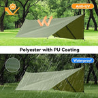 Hammock Rain Fly Tent Tarp Large Ultralight Camping Tarps Waterproof Portable Backpacking Multifunctional Nylon Rain Cover for Outdoor Hiking, Picnic, Hammock, Car, Backpacking,11.5x9.5ft