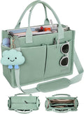BESBESME Canvas Tote Bag for Women with Zipper & Compartments– Large Work & College Laptop Tote Crossbody Shoulder Bag