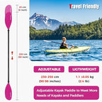 Kayak Paddles with Alloy Shaft and PP Blade, Floating Kayaking Oars, Adjustable 230-250 cm/90-98 Inches, 210-230 cm/82-90 Inches