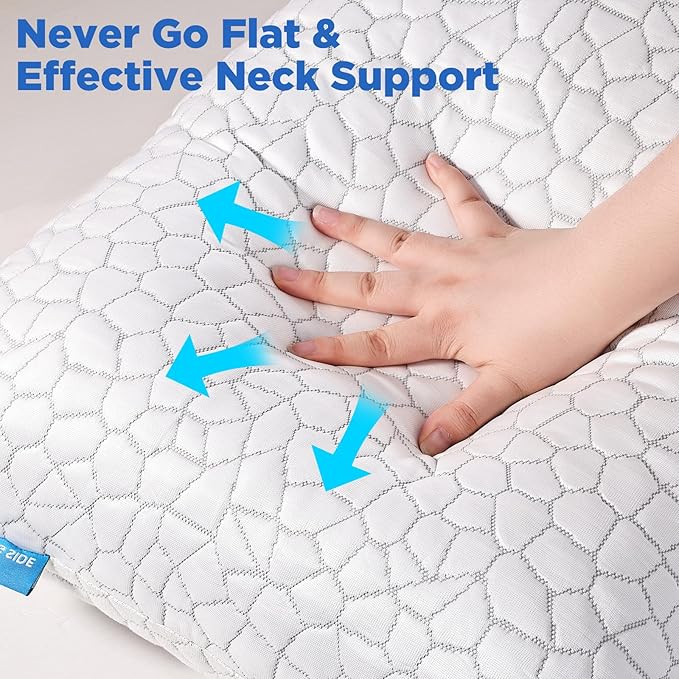 SUPA MODERN Cooling Bed Pillows for Sleeping 1 Pack Shredded Memory Foam Pillows Adjustable Cool Pillow for Side Back Stomach Sleepers Luxury Gel Pillows Standard Size with Washable Removable Cover