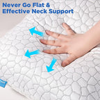 SUPA MODERN Cooling Bed Pillows for Sleeping 1 Pack Shredded Memory Foam Pillows Adjustable Cool Pillow for Side Back Stomach Sleepers Luxury Gel Pillows Standard Size with Washable Removable Cover