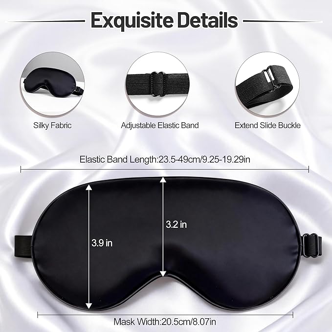 Sleep Mask, Silk Eye Mask for Sleeping with Adjustable Strap, Blindfold Eyeshade for Men & Women, Comfortable & Soft Eye Cover Eyeshade for Night Sleep（Black&Blue&Pink&1 Laundry Bag）