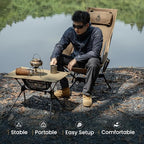 OneTigris Tigerblade High Back Camping Chair with Pillow Design, Comfortable Widened Seat Folding Chair