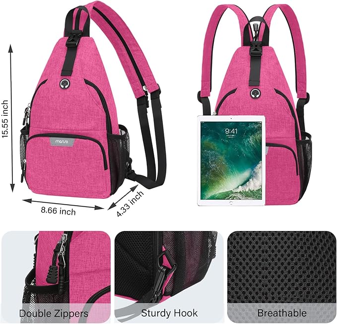 MOSISO Sling Backpack Travel Hiking Daypack, Crossbody Convertible Sling Bag with Front Pocket One Shoulder Chest Bag