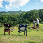 SUNNYFEEL Camping Directors Chair Set of 2 Aluminum Oversized Portable Folding Chair with Side Pocket and Adjustable Side Table for Beach, Fishing, Trip, Picnic, Lawn, Outdoor Foldable Camp Chairs