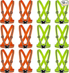 Hercicy 12 Pcs Reflective Vest High Visibility Safety Vests, Adjustable Bright Neon Lightweight Strap Gear (Yellow,Orange)