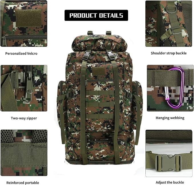 Hiking Backpack for Men 70L/100L Camping Backpack Military Rucksack Molle 3 Days Assault Pack for Climbing