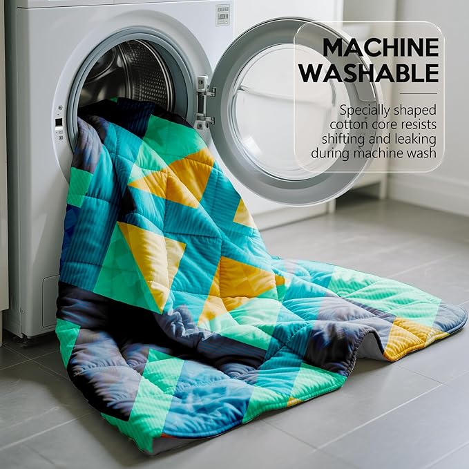 Camping Blanket, 2-in-1 Wearable Puffy Camping Blanket with Hood & Snap Buttons Waterproof Lightweight Travel Blanket Converts to Pillow for Backpacking, Beach, Picnics, Stadium(Kaleidoscope)