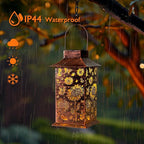 Homemory Sunflower Solar Lanterns Waterproof, Metal Hanging Hollowed-Out Metal Decor Lantern, LED Outdoor Decoration for Outside LED Lanternse for Yard, Backyard, Porch, Lawn