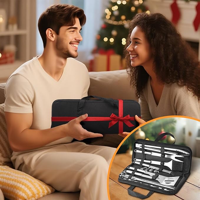 22PCS BBQ Grill Set, BBQ Grill Tools Set for Outdoor Grill with Hooks & Carry Handbag, BBQ Tools Grilling Accessories Kit for Camping/Backyard, Grilling Gifts for Men Dad