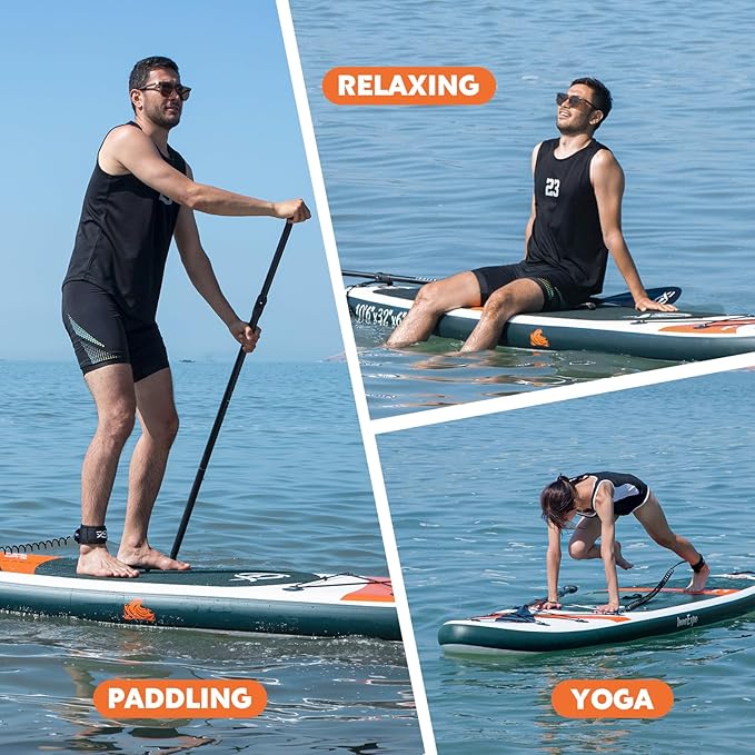 InnoExpo Inflatable Stand Up Paddle Boards with Premium Accessories, Wide Stable SUP Paddle Board Design, Non-Slip Comfort Deck for Youth & Adults