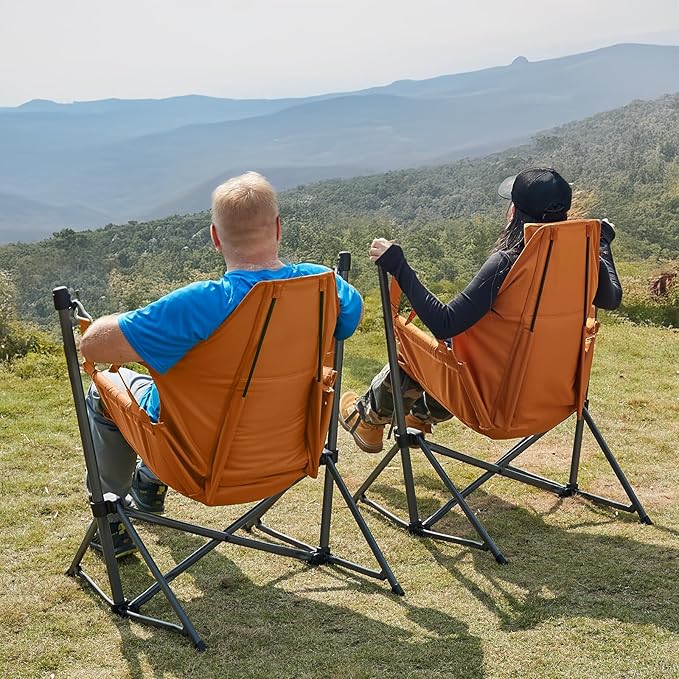 TIMBER RIDGE Hammock Camping Chair with Adjustable Backrest, Heavy Duty Folding Hammock Chair Supports 300lbs, Portable Hammock Chair for Camping, Travelling and Patio, Orange 2 Pack