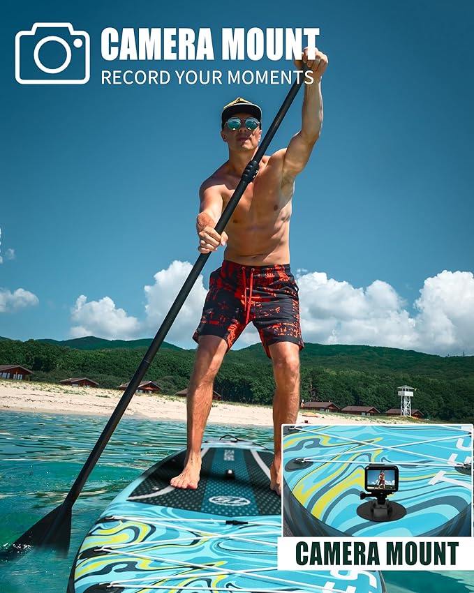 11'6x35'' Extra Wide Inflatable Paddle Board,All-Round Ultra Stable Stand Up Paddleboards with Plus Kits for 450lb/3 People/Family,Dual Bungees, Camera Mount, 100L Backpack, Dual-Action Pump