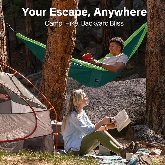 Kootek Camping Hammock, Portable Hammocks with Tree Straps & Attached Carry Bag, Camping Essentials Gear, Perfect for Outside Indoor Hiking Beach Backpack Travel
